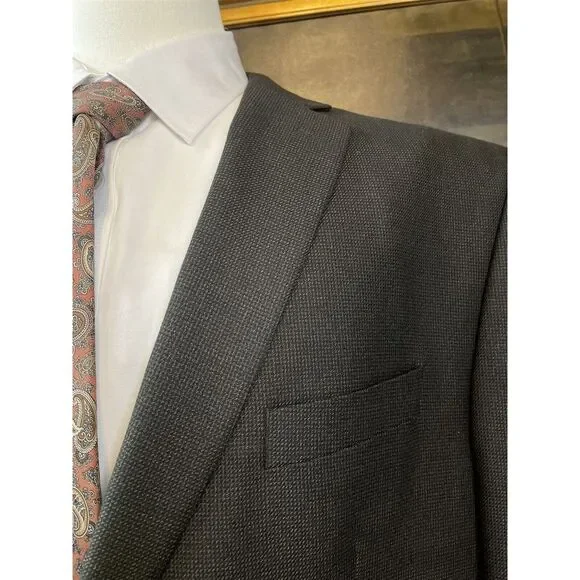 Chaps‎ 50R Charcoal Nailhead Heavy Weave Stretch 2Btn Blazer Sport Coat Jacket